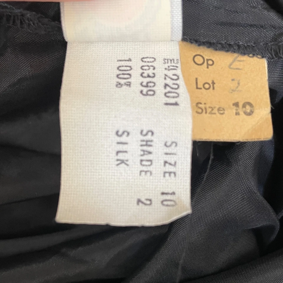 Vestido Vintage Albert Nipon by Night Talla 10 Sin Tirantes Negro/Multi Seda Volantes Foto 4 de 4