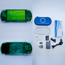 Sony PSP 3000 64GB Set - Clear Green Case, Crystal Shell, SD More USA Seller