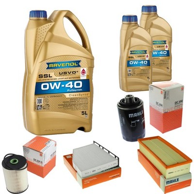MAHLE Inspektionspaket 7L RAVENOL SSL 0W-40 für Audi A3 2.0 TFSI