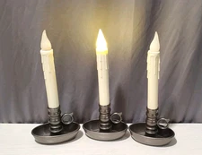 Christmas Plow & Hearth Pewter 9.5" Window Candles Single Set Of 3