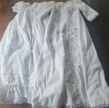 Vintage White Christening Gown/Coat Lace Trim Embroidered Baptism Dress Handmade