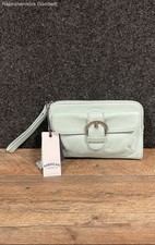 American Leather Co Mint Green Leather Buckle Flap Wallet Wristlet Clutch NWT