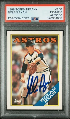 1988 Topps Tiffany Nolan Ryan Signed Baseball Card PSA 6 DNA Certified 10 HOF