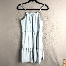 Thread & Supply Dress Womens Medium Blue Babydoll Y2K Tiers Sunwashed Boho Beach