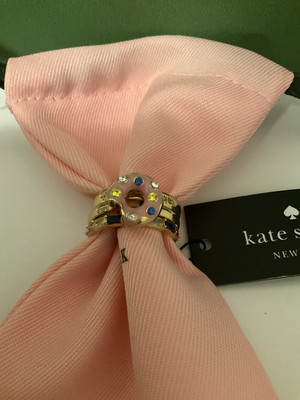 Kate Spade New York COFFEE BREAK DONUT  12K Gold Plated 3 Stackable Rings Sz 8