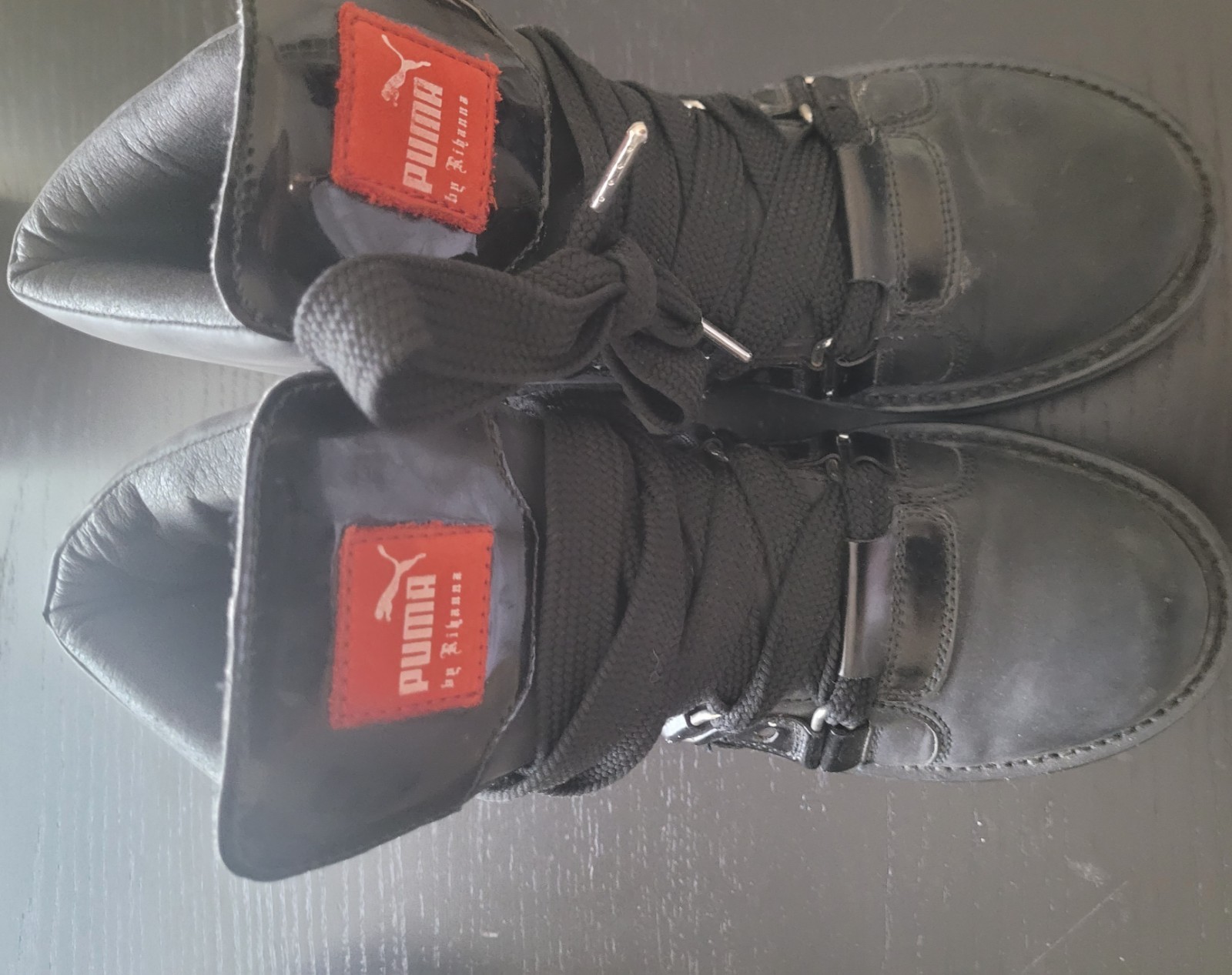 Puma Fenty By Rihanna Eyelet Sneaker Platform Boot Wedge Shoes Black thumbnail 9