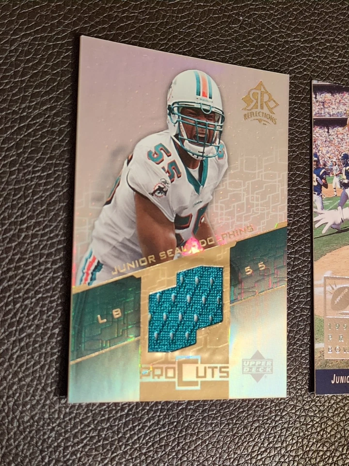 (2) 1993 Upper Deck SP Junior Seau 2004 Reflections Pro Cut Jersey Card  - Image 4 of 4