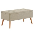 Sitzbank mit Stauraum Sitztruhen Footstool Holzbeine Samt/Leinen 76CM