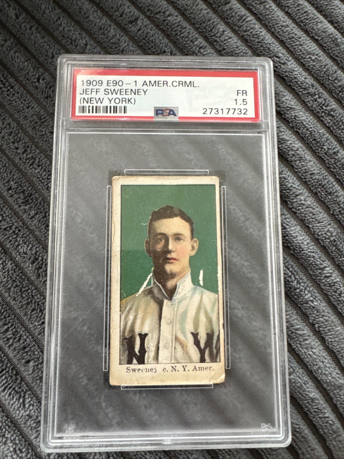 1909 E90 - 1 American Carmel - Jeff Sweeney New York - PSA 1.5