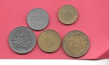 FRANCE FRENCH 5 DIFFERENT PRE-EURO CIRCULATED 1960-1987 COIN COLLECTION LOT