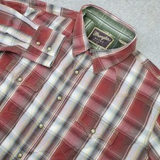 Wrangler Retro Pearl Snap Western Shirt Mens XL Red Plaid Long Sleeve Cowboy
