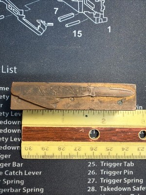 Copper Knife Printing Stamp On Wood Block As Seen In Photo iXL