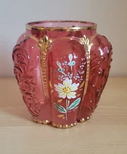 Antique Norwood Cranberry glass panelled sprig pickle castor 1890 