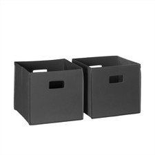 Folding Storage Bins - 2-pack of 10in Tall Charcoal Gray Cubes