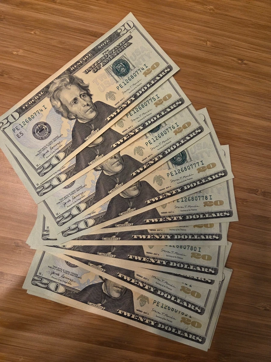 Uncirculated Uncertified $20 US Federal Reserve Small Notes for
