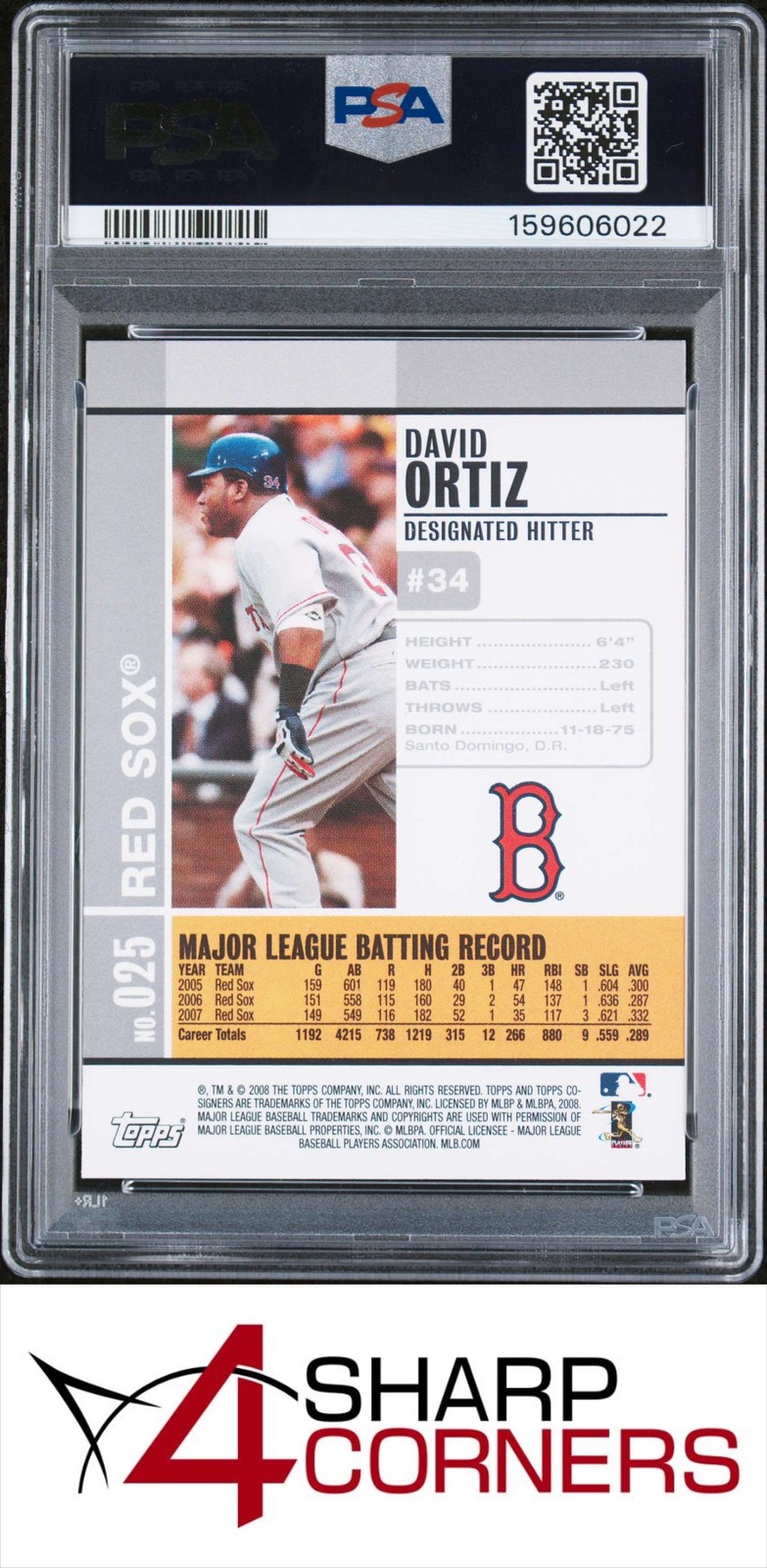 2008 TOPPS CO-SIGNERS #25 DAVID ORTIZ RED SOX HOF PSA 10 view 2