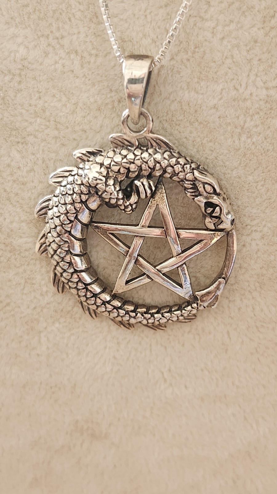 Solid 925 Sterling Silver Dragon Pentacle Pentagr… - image 3