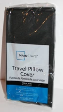 NEW 1 Mainstays Travel Pillowcase Pillow Cover Solid Black 15x20" Zipper Closure