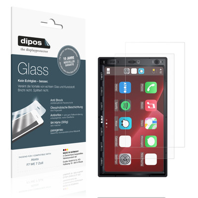 2x Schutzfolie für Atoto F7 WE 7 Zoll matt - Anti-Shock 9H Folie dipos Glass