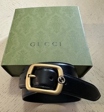 Nuova Gucci cintura uomo pelle fibbia GG nera 120/48 768409