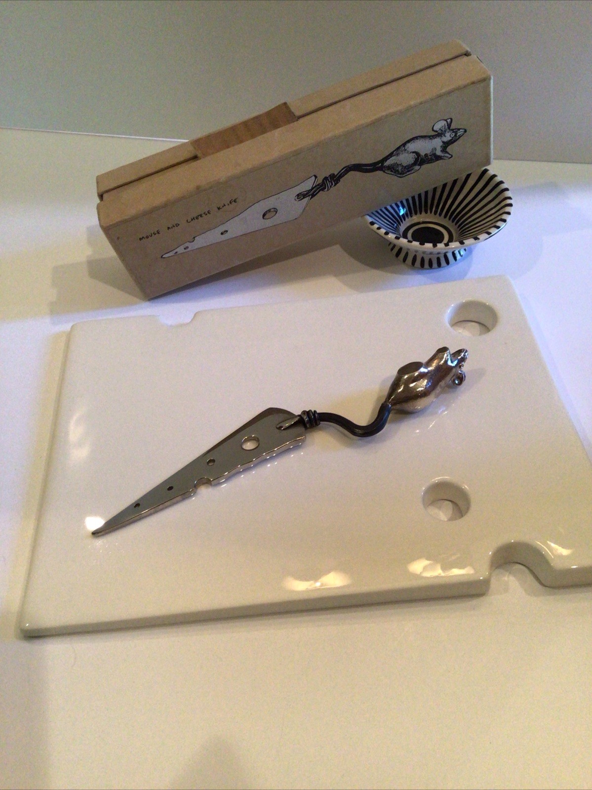 MICHAEL ARAM MOUSE AND CHEESE KNIFE AND PLATTER VINTAGE NOS EMILIA CASTILLO