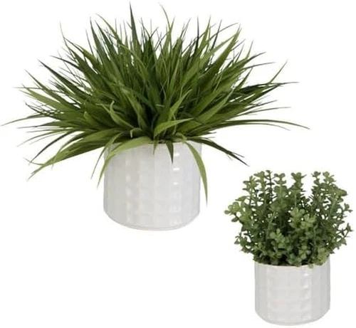 Edgewood Planter Set of 2 - 14" Tall, 18" Wide Decorative Pots - Picture 2 of 2
