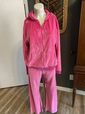 Victoria's Secret Y2K Sz Small / L Pink Velour Jogging Track Suit With Hoodie