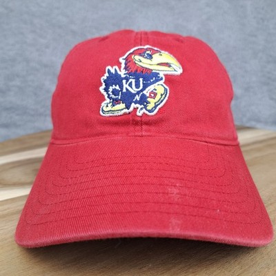 Kansas Jayhawks Hat Cap Strap Nack Red Plain Logo Embroidered NCAA Adidas Mens