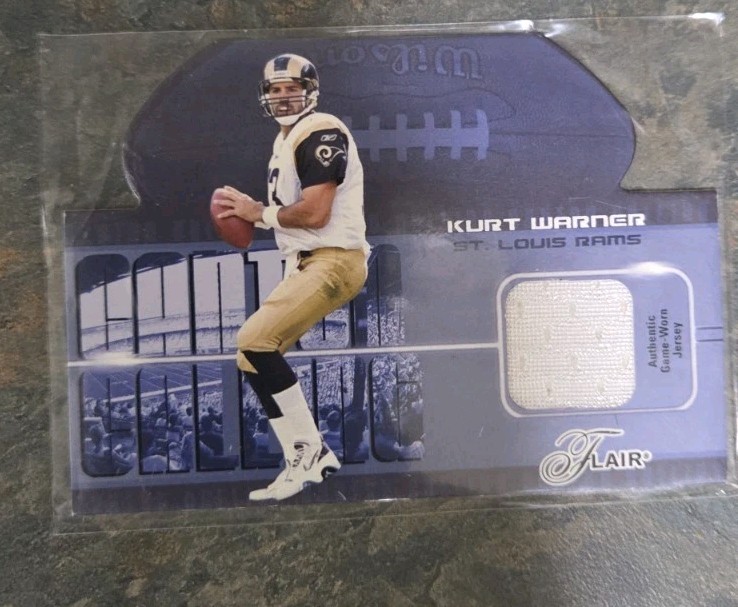 RAMS LOT OF (5) AUTO & GAME USED/WORN FOOTBALL CARDS.  FAULK,WARNER,HAKIM,PAGE view 3