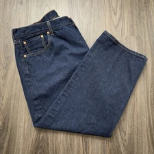 Levis 501 Mens 40x26"  (Tagged 44x28") Button Fly Denim Jeans Dark Wash  Cotton