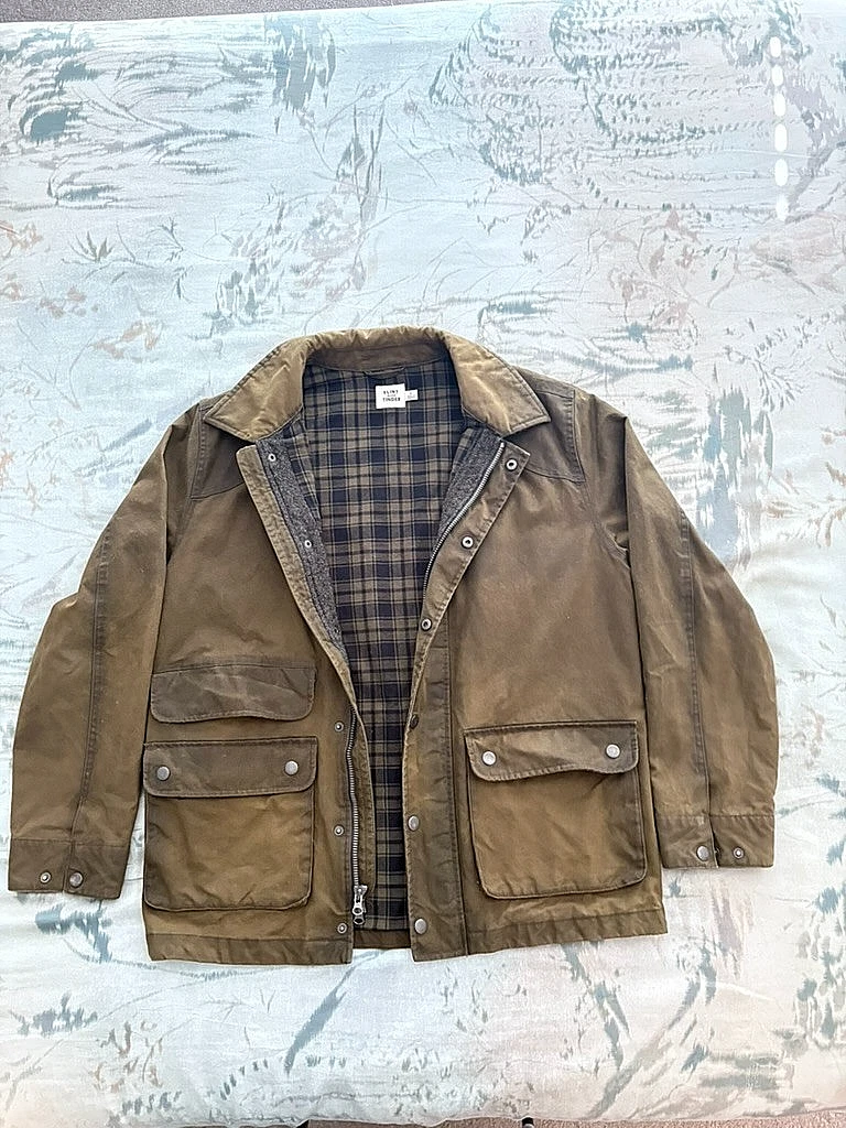 Huckberry Flint and Tinder Hudson Jacket Waxed Waterproof Flannel Lining, Large - product detail image 1