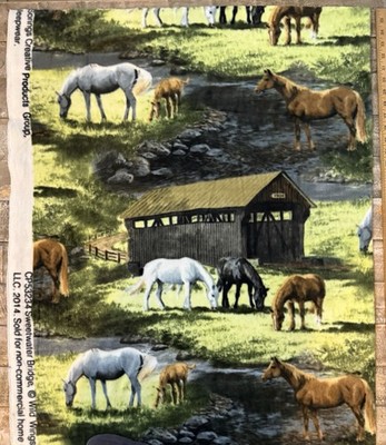 Springs Creative Sweetwater Bridge Fleece Fabric Horses Horse Scenes 1.12 Yards