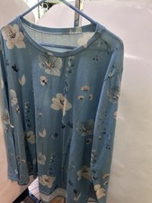 unbranded/sized blue long sleeve shirt with flowers
