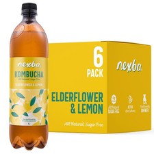 Nexba Elderflower & Lemon Kombucha 1 L (Pack of 6) All Natural Sugar Free &