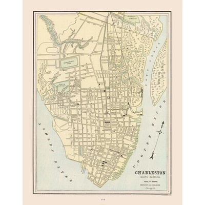 Historic City Map - Charleston South Carolina - Cram 1892 - Vintage Wall Art