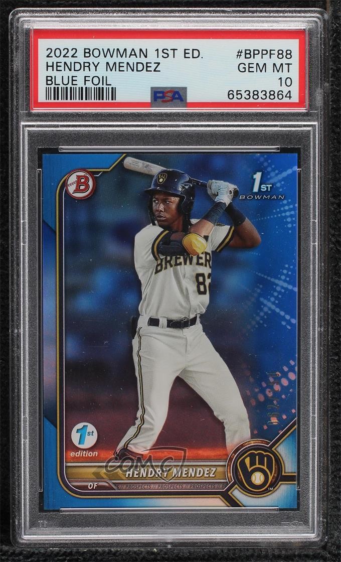 2022 Bowman 1st Edition Blue Foil /150 Hendry Mendez #BPPF-88 PSA 10 GEM MT 10yf