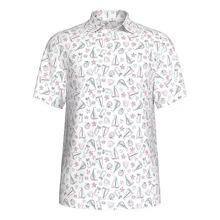 Мужская рубашка поло спортивного покроя с коротким рукавом PGA TOUR, маленькая белая парусная лодка