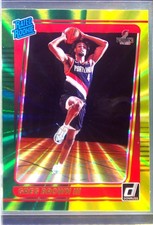 2021-22 Donruss Greg Brown III Holo Green and Yellow Laser RC #245 Blazers