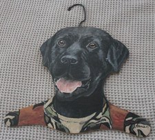 Vintage Annie Rhinehart Black Labrador Wooden Clothes Hanger Signed