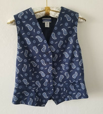 Pendleton Knockabout Women 10 Blue Paisley Cotton Button V-Neck Vest Lightweight
