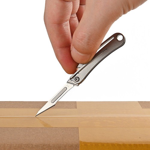 Titanium Utility Knife Scalpel Blade Pocket EDC Survival Keychain Camping Travel - Picture 11 of 12