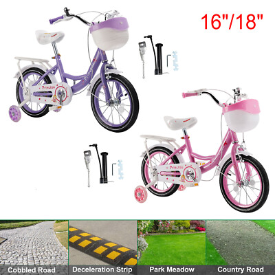 #ad 16quot; 18quot; Children Princess Bicycle Girls Bike with Removable Training Wheels Pink $83.88