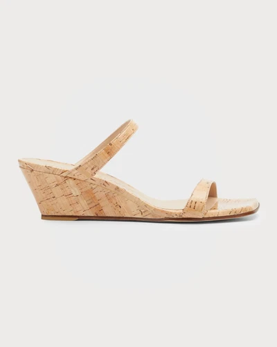 $450 Stuart Weitzman Aleena Wedge Slide Patent Cork mule NATURAL NUDE 8 (DB1)