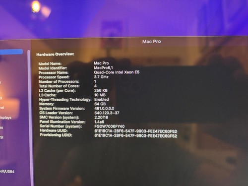 Apple Mac Pro 2013 Quad Core Xeon E5 3.7Ghz 64GB RAM SSD GC 2x Graphic car - Bild 4 von 12