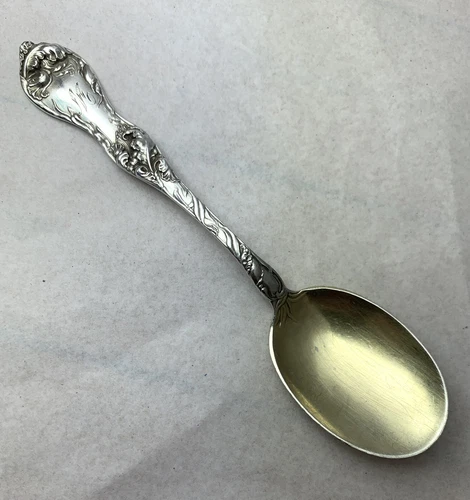 REED & BARTON LES CINQ FLEURS PATTERN STERLING ICE CREAM SPOON ART NOUVEAU