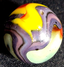 IRREGULAR SHAPE MARBLE 0.70" D.A.S. SOUTHPAW OX BLOOD YELLOW PURPLE 3B/20 7th