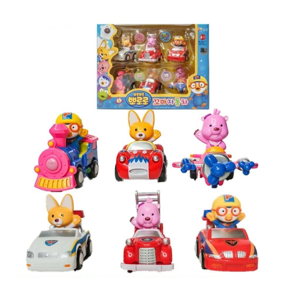 Set 6 Minicars Pororo Friends - Jouet Enfant Voitures Corée - Neuf