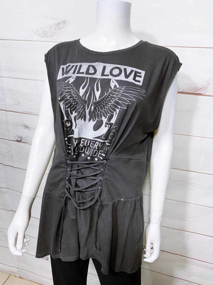 Corsé Express para mujer talla XL gris Wild Love 1976 con cordones sin mangas Foto 3 de 4