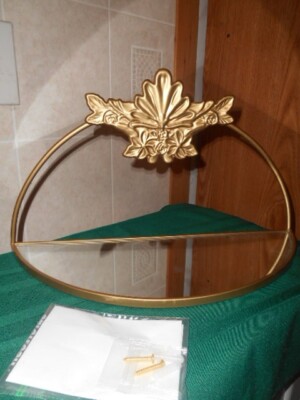 BEAUT. New(Other)Arch-Shape Hang. MIRRORED SHELF Goldish Trim/w/Instruct./Screws
