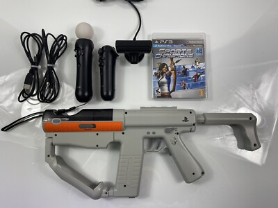 Sony PlayStation 3 PS3 -Sharp Shooter Gun Bundle - W/Move Controllers
